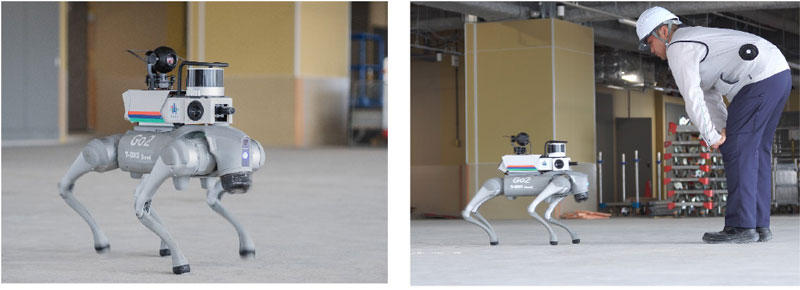 写真1 T-InspectionXを搭載した四足歩行ロボット「GO2」の稼働状況