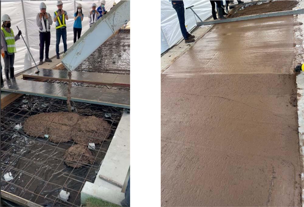 写真1　タイ国内での低炭素コンクリートの施工状況