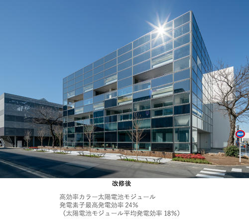 写真1 高効率壁面太陽光発電パネルへの更新