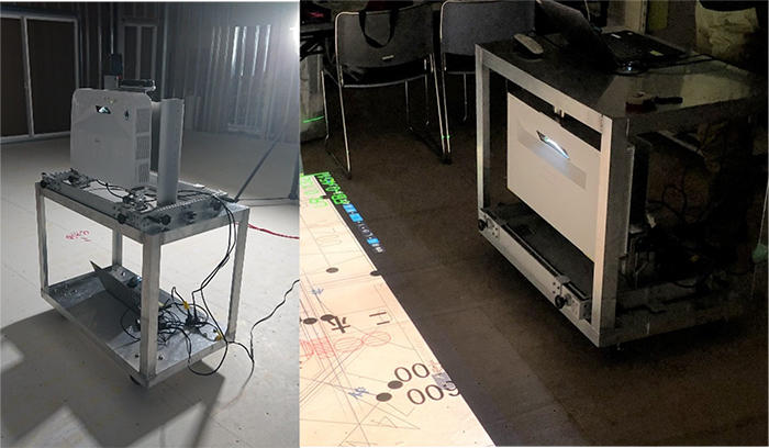 写真2　自動姿勢制御装置に固定したプロジェクター