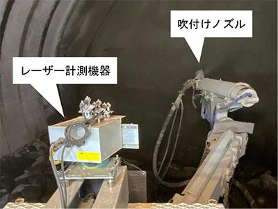 写真1 運転席後方からのレーザー計測機器設置状況