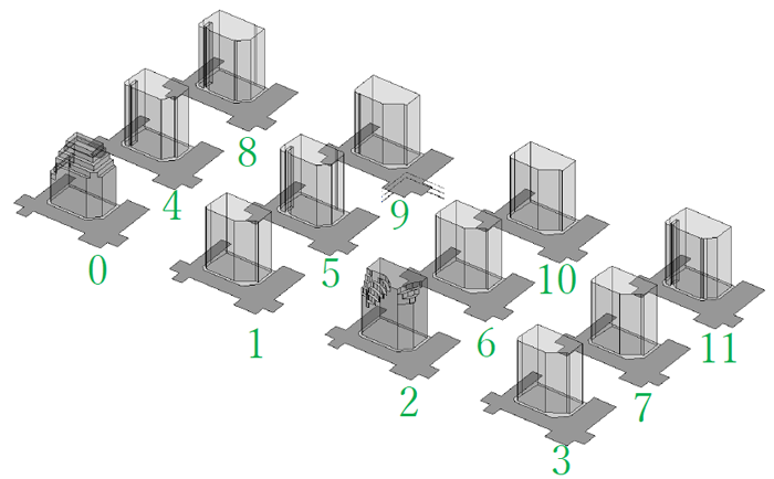 図1　様々なパターンの建物ボリュームイメージ